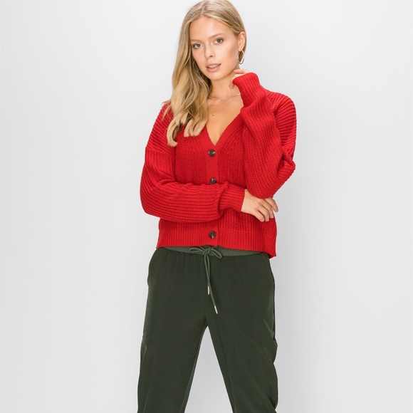 NWT!πDrop Shoulder V-neck Cardigan Sweater - Picture 2 of 5